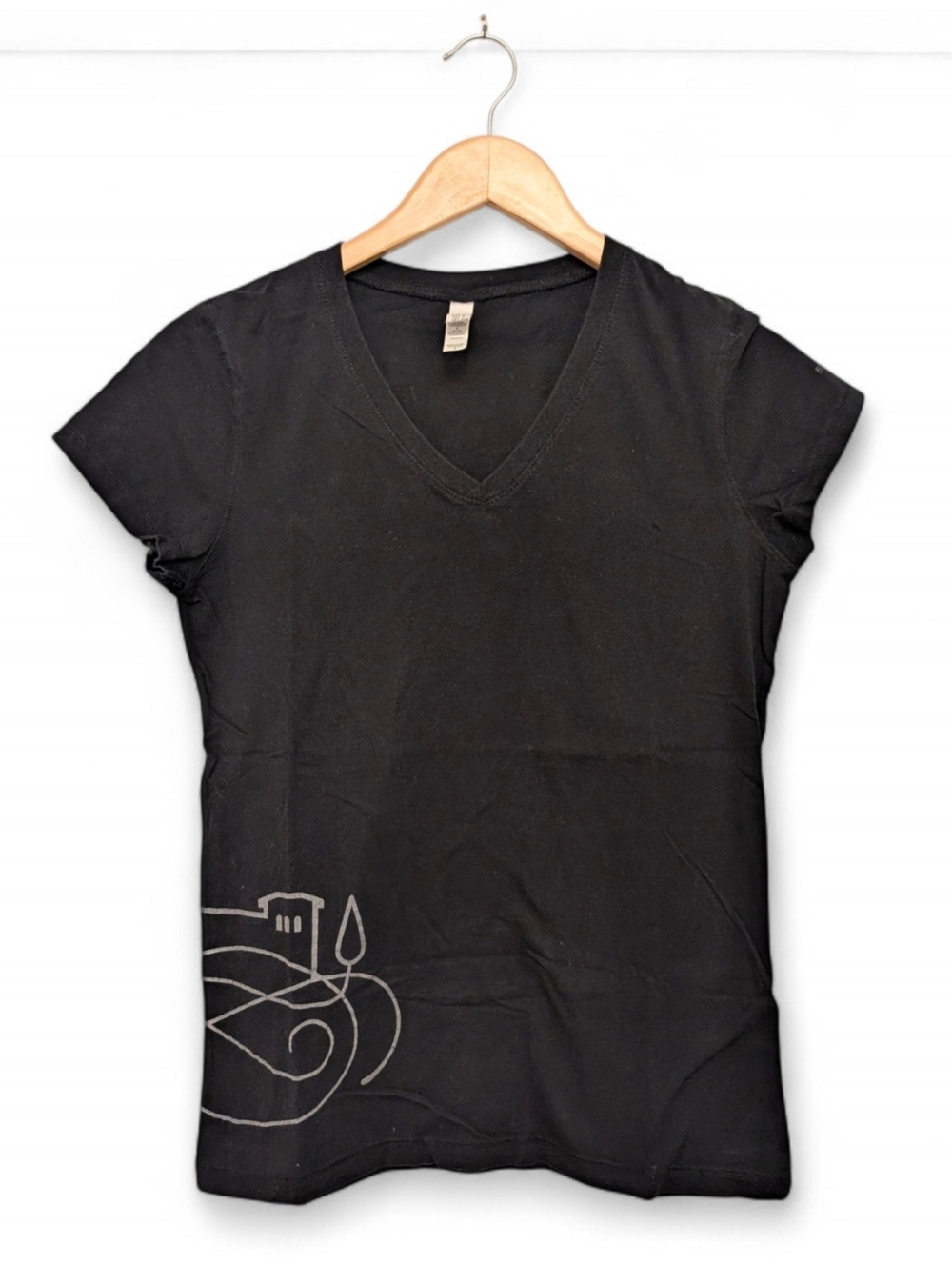 VILLA BELLEZZA TShirt Black VNeck Fitted Cotton Large Winery Logo